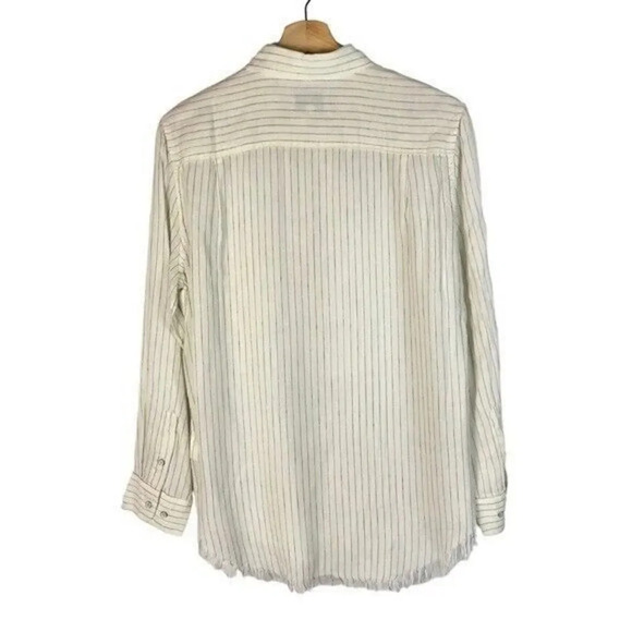 DL1961 X The Blue Shirt Shop Nassau & Manhattan White Linen Pin Stripe Top M - Picture 2 of 4